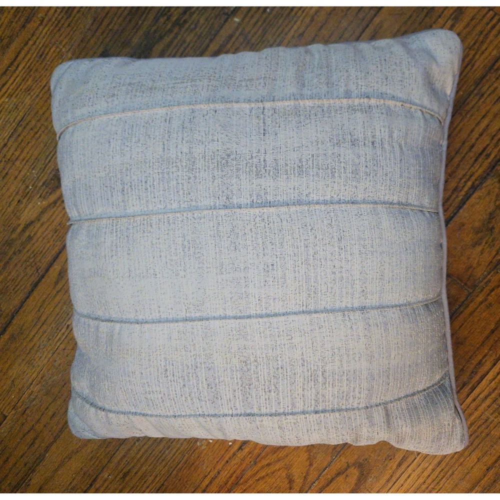 Square Textured Pleated Throw Pillow Grey Beige Woven Decorative Accent 12x12